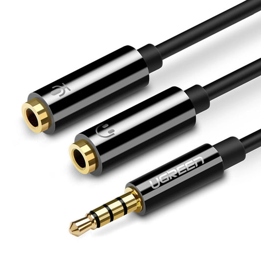 Lydadapter 3,5 mm - 2 x 3,5 mm UGREEN AV141, 0,2 m, svart 