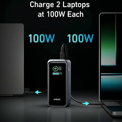 Anker Prime eksternt batteri, 20000 mAh, 200 W, QC + PD, 1 x USB-A - 2 x USB-C, svart A1336011 
