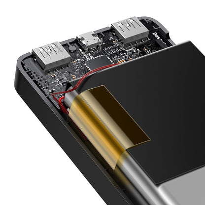 Baseus Bipow eksternt batteri, 10000 mAh, 15 W, 1 x USB-C - 2 x USB-A, svart PPBD050001 