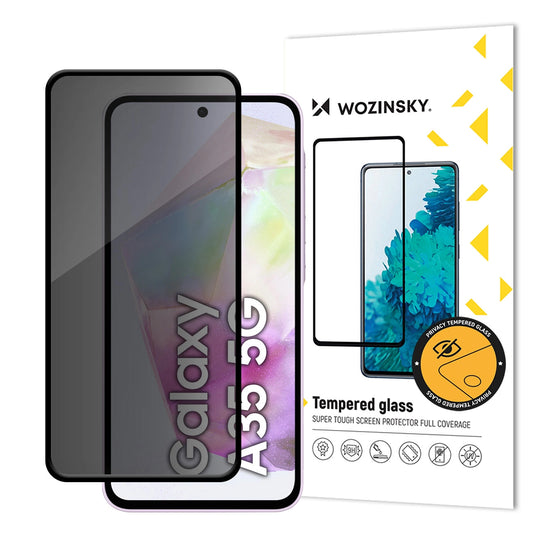 Skjermbeskyttelse WZK AntiSpy skjermbeskytter for Samsung Galaxy A35 5G A356, glassbeskyttet, full lim 