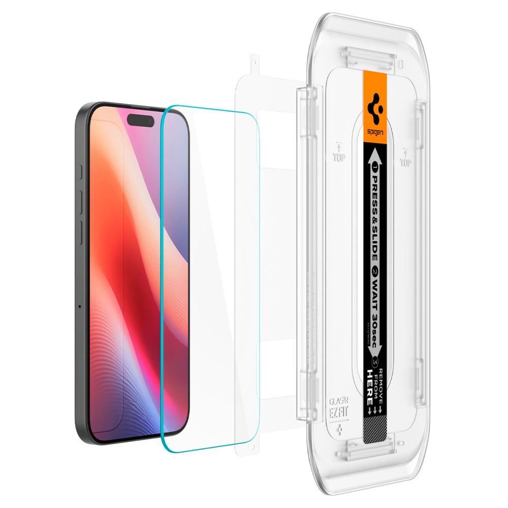 Spigen EZ FIT skjermbeskytter for Apple iPhone 16 Pro Max, glassbeskyttet, full liming, sett med 2 stk AGL07907 AGL07907