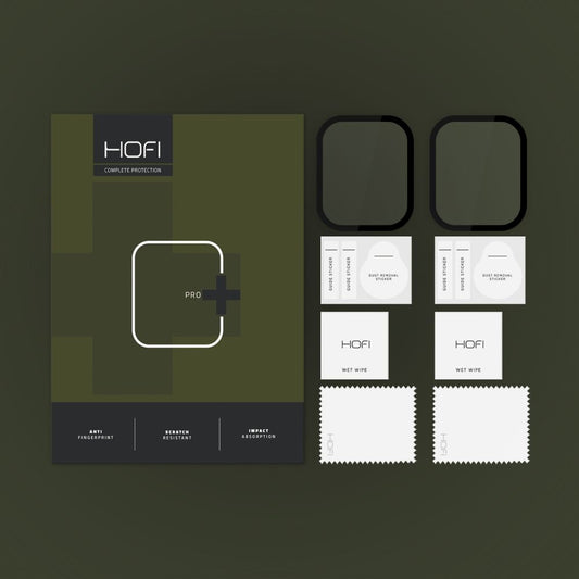 HOFI Hybrid PRO+ beskyttelsesfilm for Apple Watch 41mm-serien, sett med 2 deler, plast, svart 